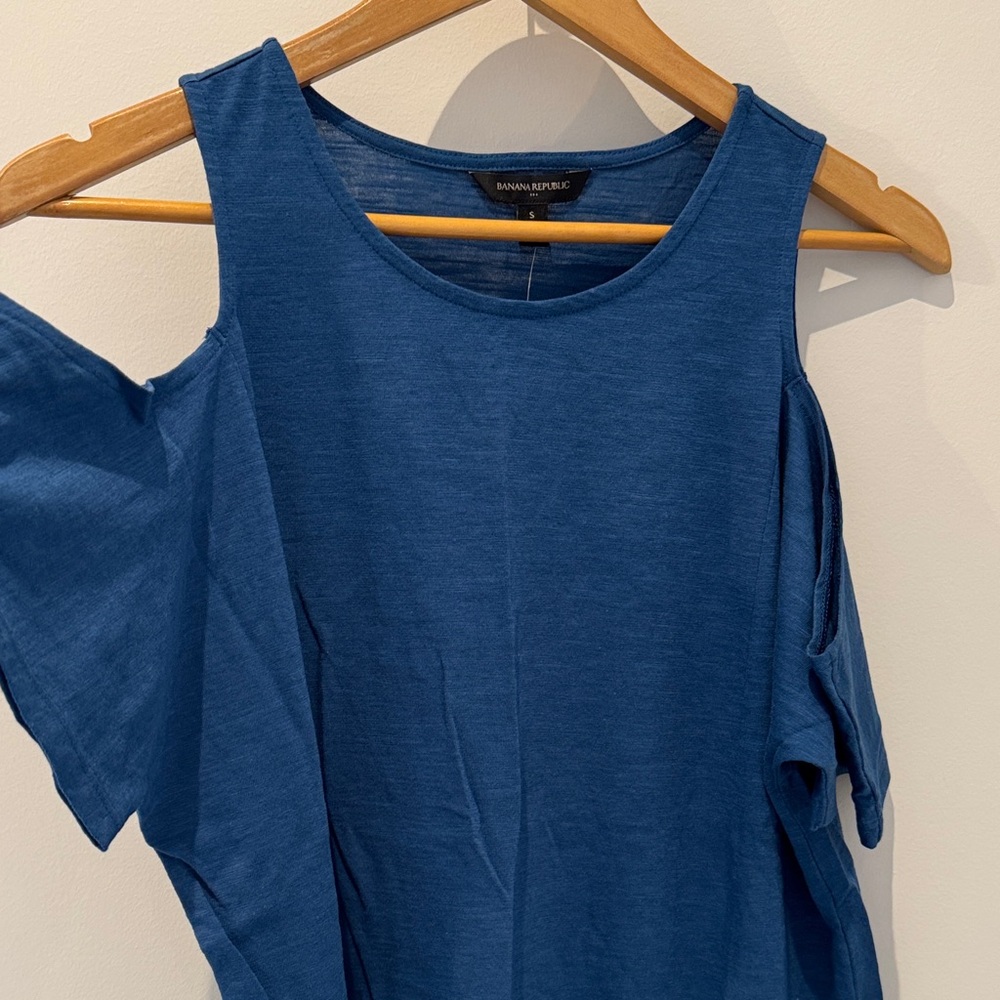 Banana Republic Blue Cold Shoulder Blouse